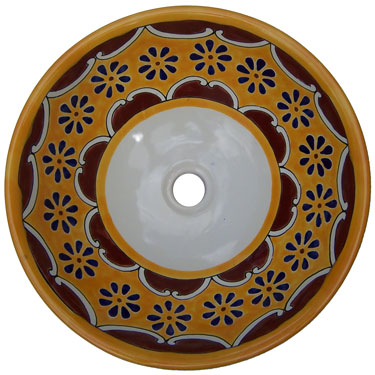 Mexican Vessel Ceramic Talavera Sink -- s5204 Arabesque Yellow